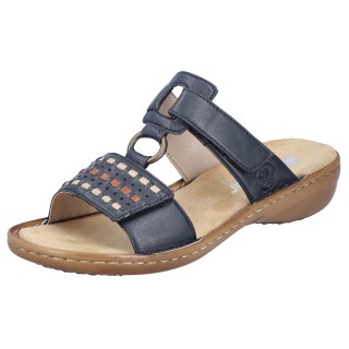 Rieker Pantolette, Keilabsatz, Sommerschuh, Schlappen mit praktischem Klettverschluss
