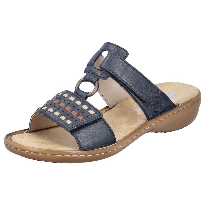Rieker Pantolette, Keilabsatz, Sommerschuh, Schlappen mit praktischem Klettverschluss