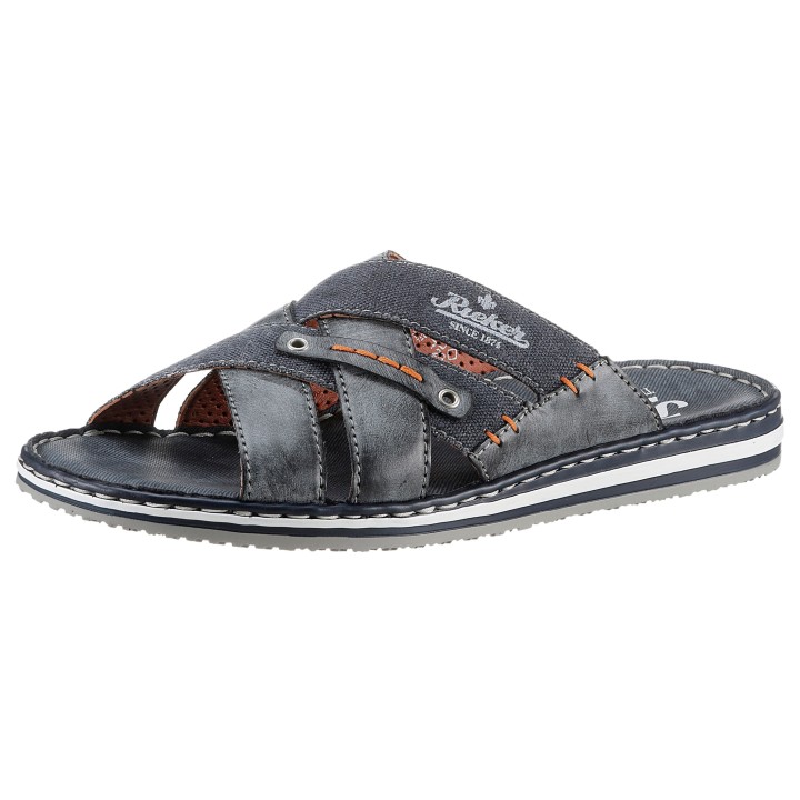 Rieker Pantolette, Sommerschuh, Schlappen, Poolslides, mit kontrastfarbener Rahmennaht