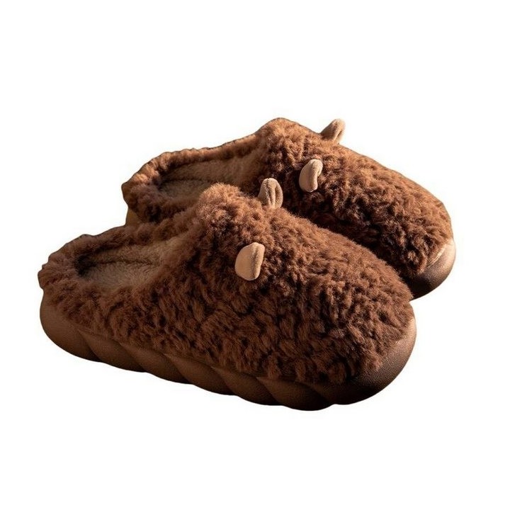 YRIIOMO Warme und bequeme Hausschuhe aus hochwertigem Kunstfell mit Plüsch Hausschuhe (rutschfester EVA Sohle, ideal für den