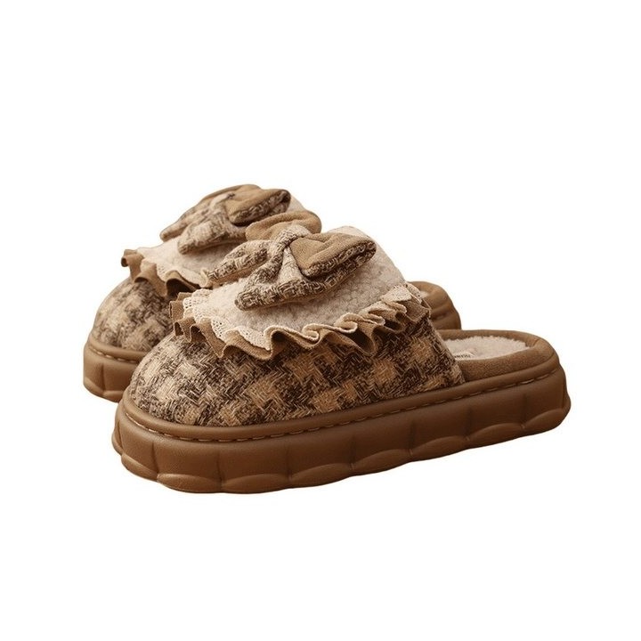 YRIIOMO Bequeme Damen Winter Hausschuhe mit 5cm dicker Sohle, rutschfest und Plüsch Hausschuhe (langlebig, aus EVA Material g