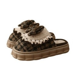 YRIIOMO Bequeme Damen Winter Hausschuhe mit 5cm dicker Sohle, rutschfest und Plüsch Hausschuhe (langlebig, aus EVA Material g