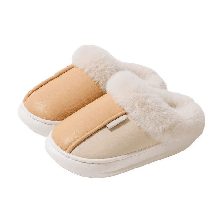 YRIIOMO Bequeme und warme Hausschuhe für Herbst und Winter mit Plüsch Hausschuhe (halbgeschlossenem Design, weicher EVA Sohle