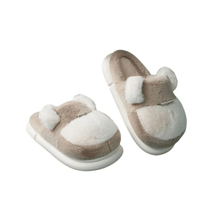 YRIIOMO Plüschpantoffeln für Frauen, zum Tragen im Freien, dicke Sohle, für Plüsch Hausschuhe den Innenbereich zu Hause, Wint