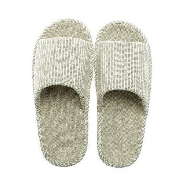 YRIIOMO Bequeme und atmungsaktive Hausschuhe aus synthetischem Leinen mit EVA Plüsch Hausschuhe (Sohle, rutschfest und geräus