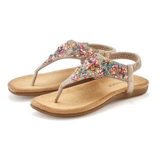 Vivance Sandale »Sommerschuh«, Zehentrenner Sandale mit Schmucksteinen VEGAN