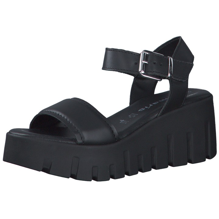 Damen  Sandalen  1-28712-42 Schwarz 003 Black Leather Leder ... 37