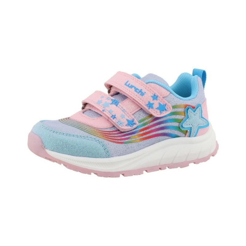 Lurchi Abelia Klettschuh, mit Streifen in Regenbogenfarben, Größenschablone zum Download