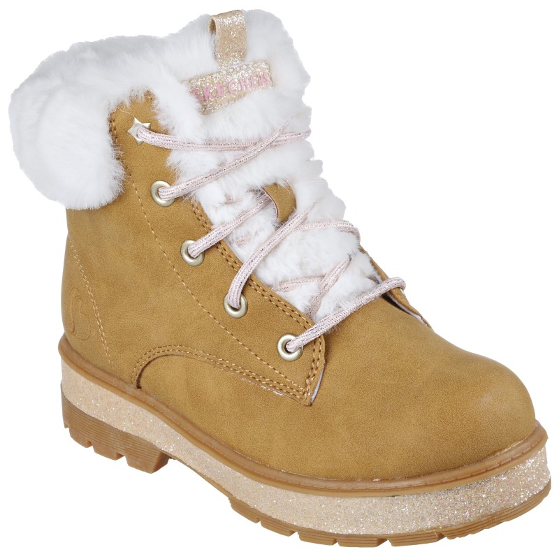 Skechers Winterstiefel »STREET GLITZ«, Worker Boot, Schnürstiefel, Winterboots mit Kunstfell am Schaft