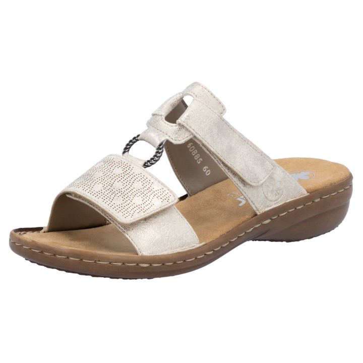 Rieker Pantolette, Sommerschuh, Strandschuh, Klettschuh mit Perforation