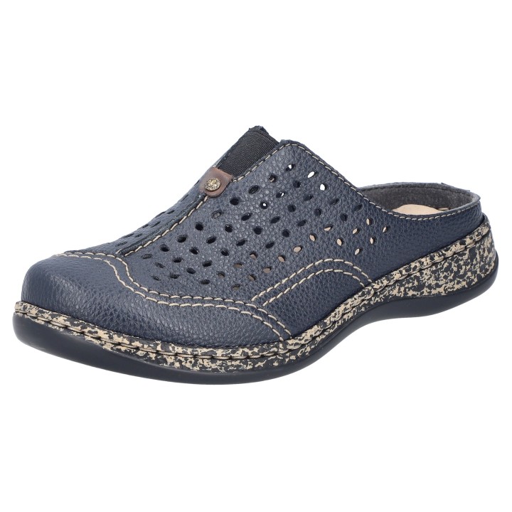 Rieker Clog, Schlupfschuh, Hausschuh, Sommerschuh mit Perforation