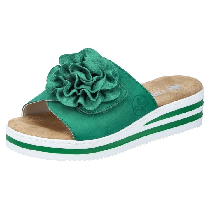 Rieker Pantolette, Sommerschuh, Poolslide, Strandschuh, Keilabsatz, mit Klettverschluss