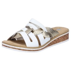 Rieker Pantolette, Sommerschuh, Schlappen, Hausschuh, Keilabsatz, mit kleinem Gummizug