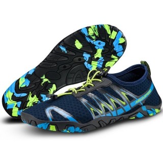 Aqua Speed Gekko Strandschuhe Gr. 43 – Navy/Blau/Grün mit Handtuch-Set Wasserschuh (Aqua Sneaker für Damen & Herren – leicht,