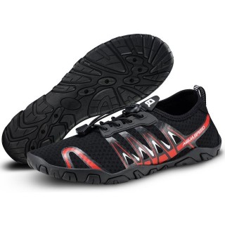 Aqua Speed Gekko Aqua Sneaker Gr. 46 – Schwarz/Rot + Handtuch inklusive Wasserschuh (Aqua Sneaker mit starker Profilsohle – r