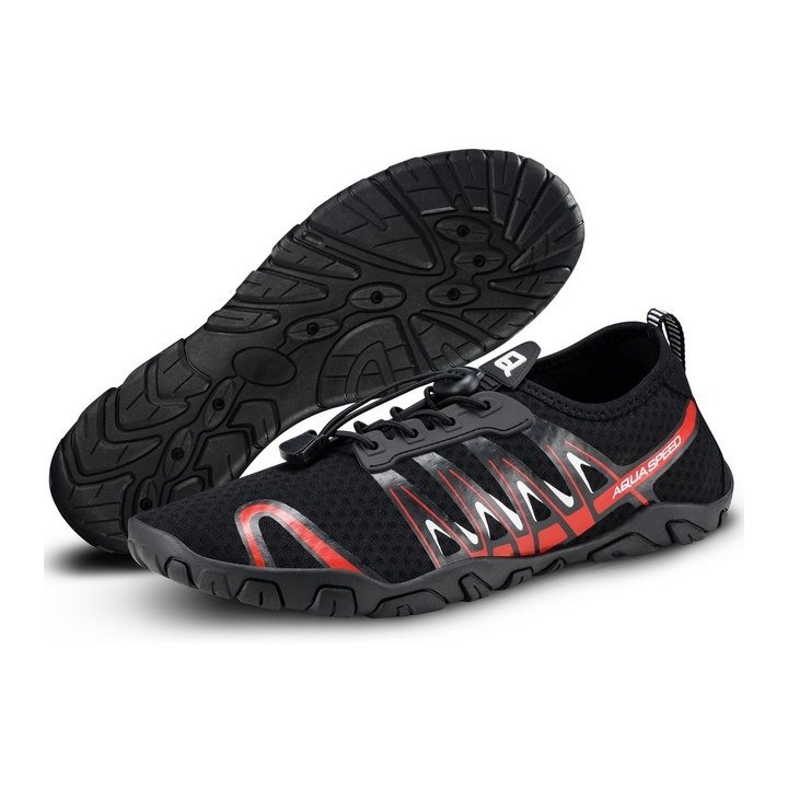 Aqua Speed Gekko Aqua Sneaker Gr. 46 – Schwarz/Rot + Handtuch inklusive Wasserschuh (Aqua Sneaker mit starker Profilsohle – r