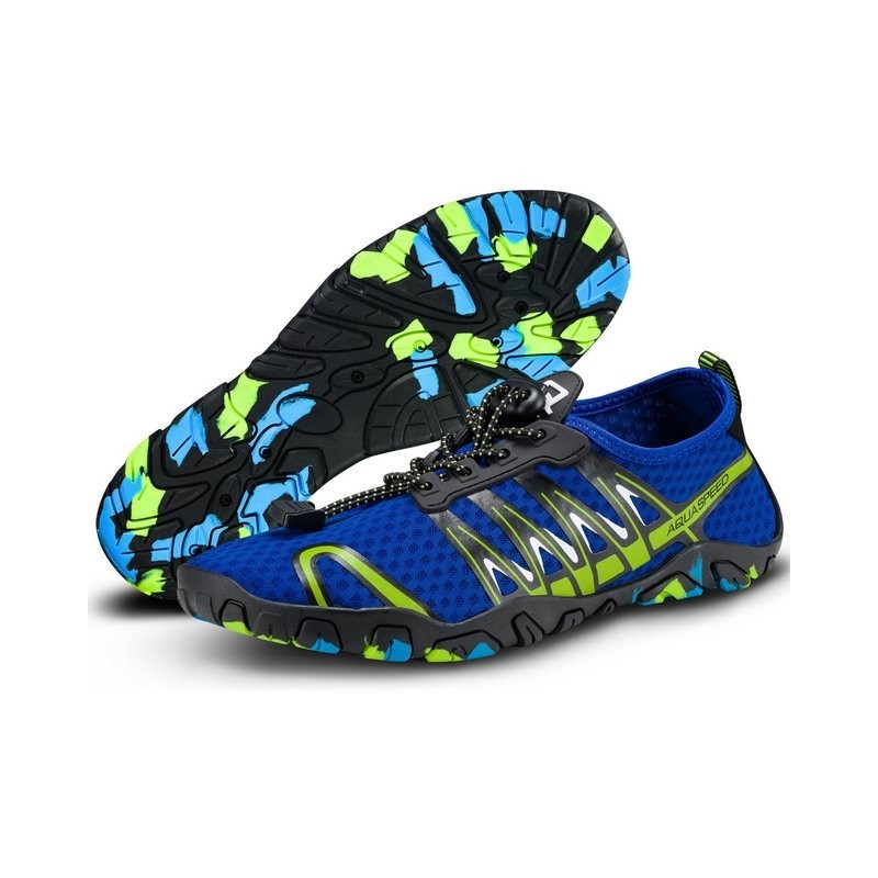 Aqua Speed Gekko Wasserschuhe Gr. 35 – Blau/Grün mit Mikrofaserhandtuch Wasserschuh (Sportliche Freizeitschuhe – rutschfest &