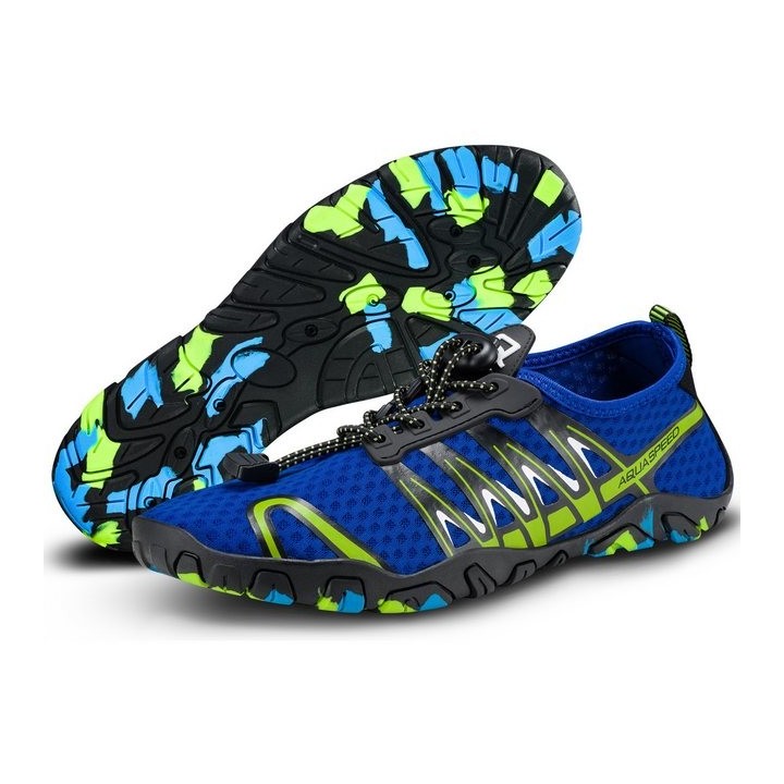 Aqua Speed Gekko Wasserschuhe Gr. 35 – Blau/Grün mit Mikrofaserhandtuch Wasserschuh (Sportliche Freizeitschuhe – rutschfest &