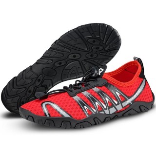 Aqua Speed Gekko Schwimmschuhe Gr. 39 – Rot/Schwarz + Handtuch-Set Wasserschuh (Allrounder für Alltag & Urlaub – leicht zu pf