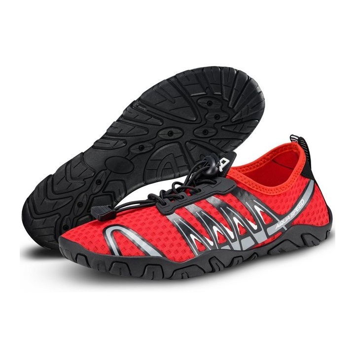 Aqua Speed Gekko Schwimmschuhe Gr. 39 – Rot/Schwarz + Handtuch-Set Wasserschuh (Allrounder für Alltag & Urlaub – leicht zu pf