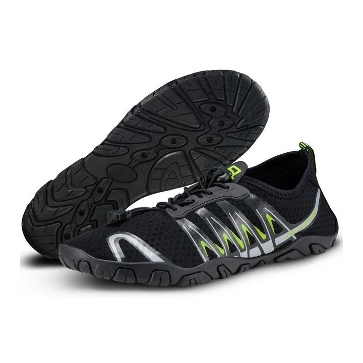 Aqua Speed Gekko Schwimmschuhe Gr. 45 – Schwarz/Grau mit Handtuchbeilage Wasserschuh (Vielseitig tragbare Schuhe – von See üb