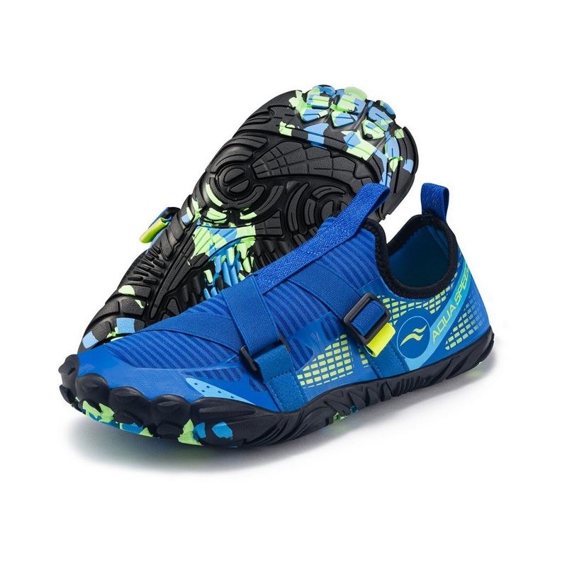 Aqua Speed Badeschuhe LACERTO Gr. 44 – Blau/Hellblau + Handtuch Wasserschuh (Rutschfeste Schwimmschuhe – ideal für See, Boot