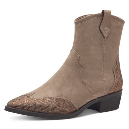 MARCO TOZZI Westernstiefelette, Blockabsatz, Cowboy Stiefelette, Boots, funkelnde Glitzersteinchen