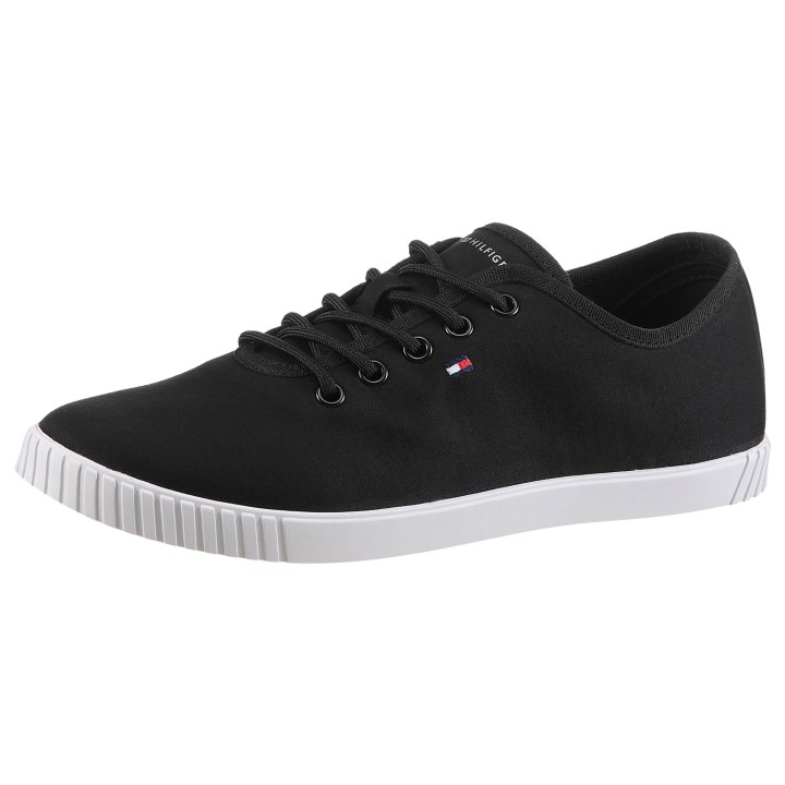 Tommy Hilfiger Sneaker »CANVAS LACE UP SNEAKER«, Freizeitschuh, Halbschuh, Schnürschuh mit gestickter Logoflagge