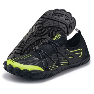 Aqua Speed Schwimmschuhe SALMO Gr. 43 – Schwarz/Grün + Handtuch Wasserschuh (Wasserschuhe mit Komfort – leicht, weich & belas