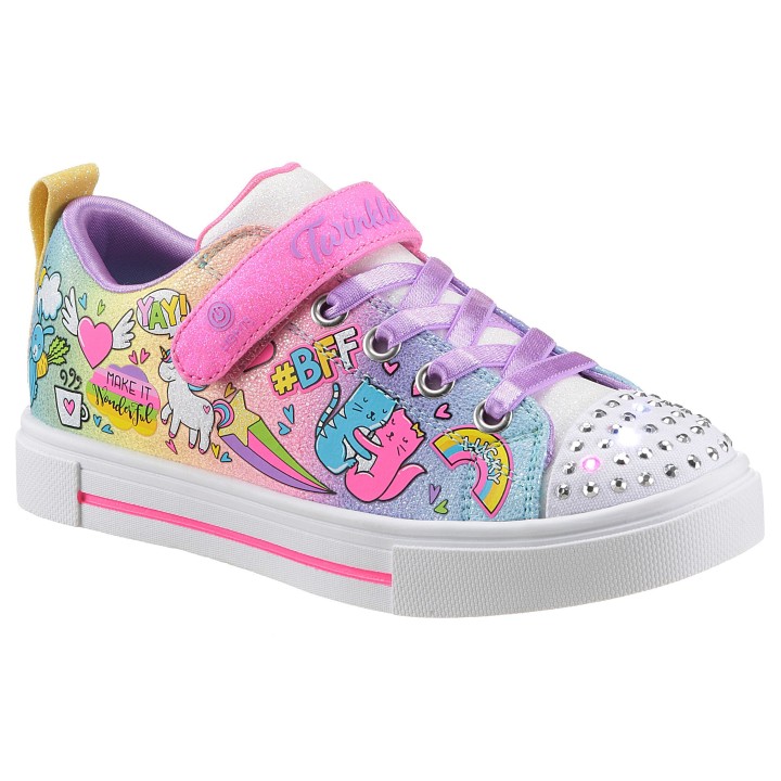 Skechers Sneaker »TWINKLE SPARKS BFF MAGIC«, Schnürschuh m.Glitzer, Klettverschluss, Größenschablone zum Download