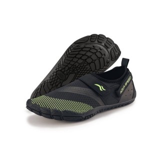 Aqua Speed Kinder-Strandschuhe AGAMA Gr. 35 – Schwarz/Fluor Grün + Handtuch Wasserschuh (Wasserschuhe für Kinder – sicherer H