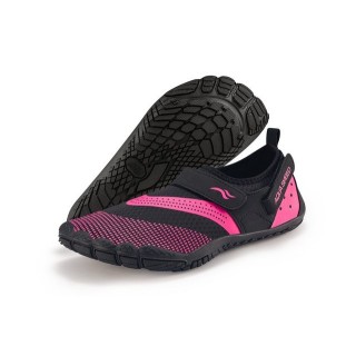 Aqua Speed Luftige Strandschuhe AGAMA Gr. 40 – Schwarz/Pink + Handtuch Wasserschuh (Strandschuhe für Damen – weich, atmungsak