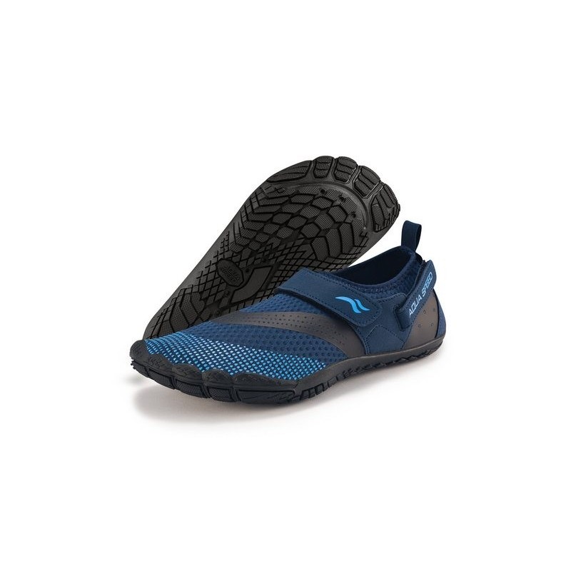 Aqua Speed Komfort-Strandschuhe AGAMA Gr. 43 – Navy/Schwarz/Hellblau Wasserschuh (Strandschuhe für Herren – geeignet für Pool