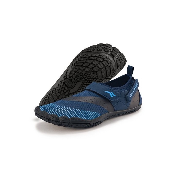 Aqua Speed Komfort-Strandschuhe AGAMA Gr. 43 – Navy/Schwarz/Hellblau Wasserschuh (Strandschuhe für Herren – geeignet für Pool