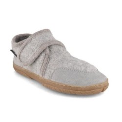 Haflinger Fritzi Kinder Klettslipper, steingraumeliert, Slipper, Jungen, Mädchen Hausschuh rutschhemmende Naturgummisohle