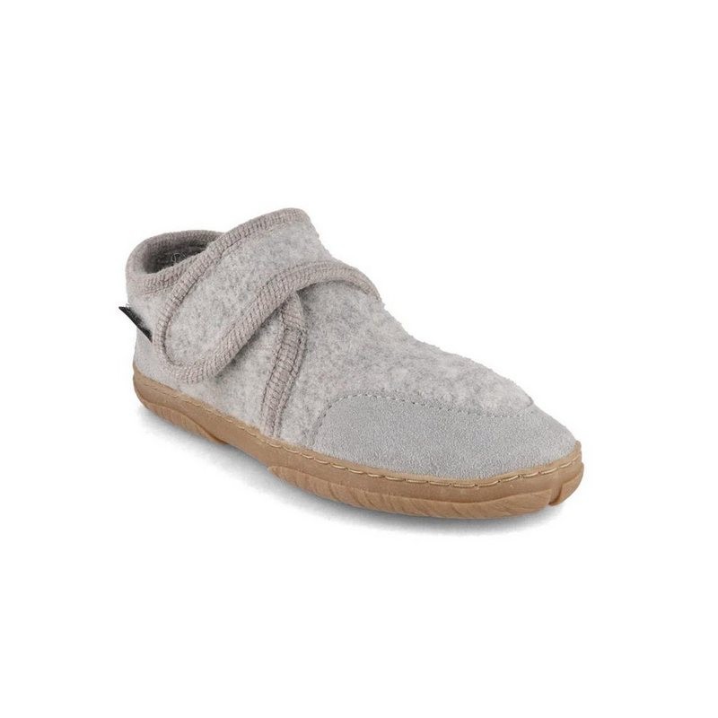 Haflinger Fritzi Kinder Klettslipper, steingraumeliert, Slipper, Jungen, Mädchen Hausschuh rutschhemmende Naturgummisohle