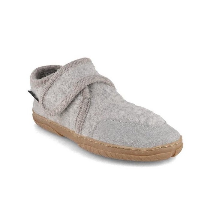 Haflinger Fritzi Kinder Klettslipper, steingraumeliert, Slipper, Jungen, Mädchen Hausschuh rutschhemmende Naturgummisohle