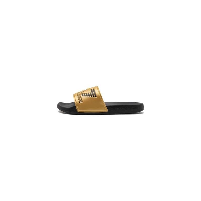 Ea7 Emporio Armani  Zehensandalen Visibility Logo Slides Shiny Gold/Black
