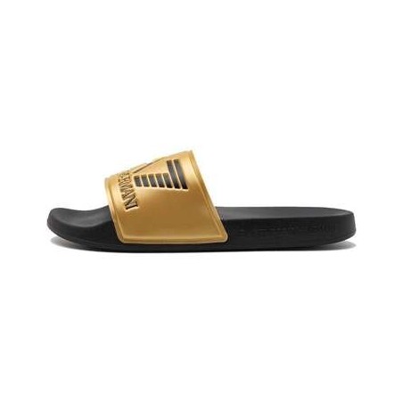 Ea7 Emporio Armani  Zehensandalen Visibility Logo Slides Shiny Gold/Black