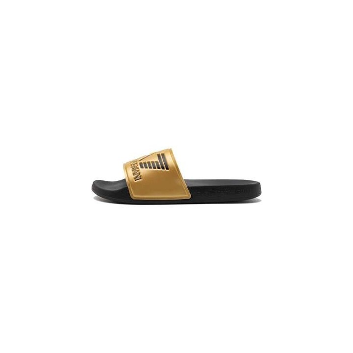 Ea7 Emporio Armani  Zehensandalen Visibility Logo Slides Shiny Gold/Black