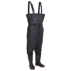 vidaXL Watstiefel Wathose mit Stiefeln und Gürtel Schwarz Größe 38