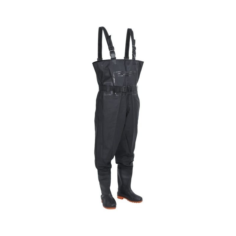 vidaXL Watstiefel Wathose mit Stiefeln und Gürtel Schwarz Größe 38