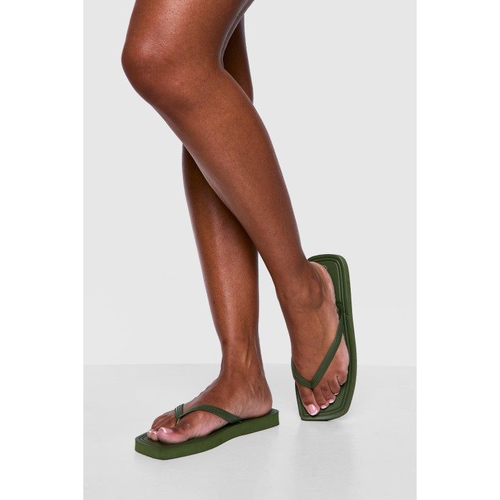 Eckige Flip-Flops - Khaki - 36, Khaki