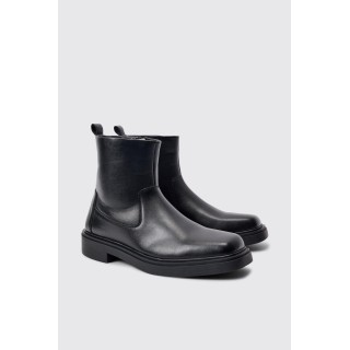 Schwarz eckige PU-Stiefel mit Reißverschluss - 41, Schwarz