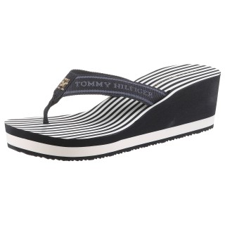 Tommy Hilfiger Dianette »TH STRIPES WEDGE BEACH SANDAL«, Zehentrenner, Sommerschuh mit gestreifter Innensohle