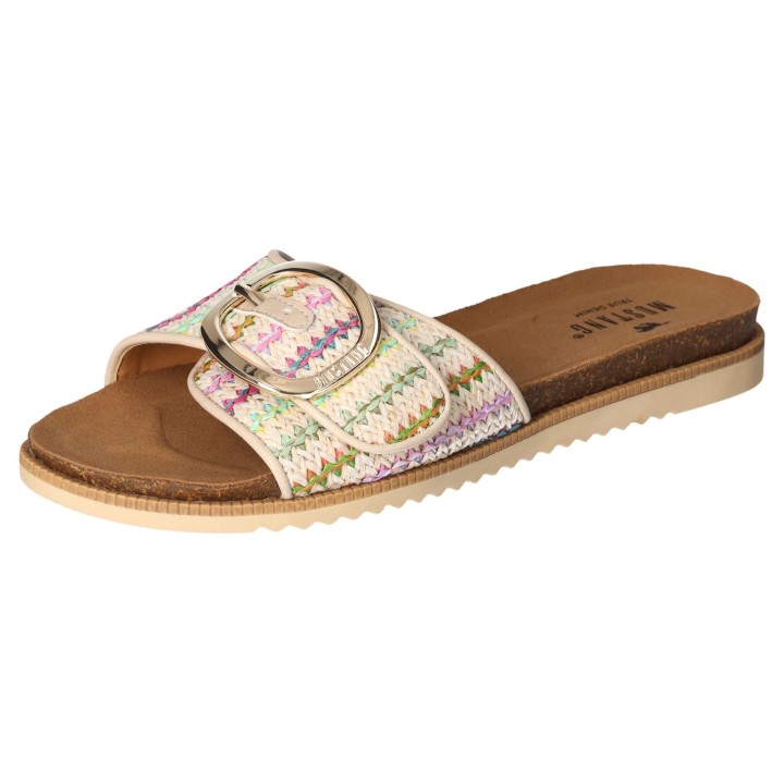 Mustang Shoes Pantolette, Flats, Sommerschuh, Sandale in Flechtoptik