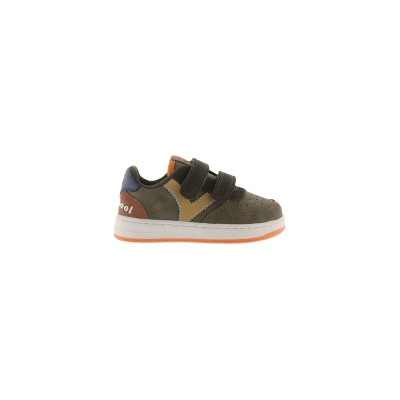 Victoria  Sneaker Baskets à scratch effet cuir et cuir fendu bébé  Tiempo