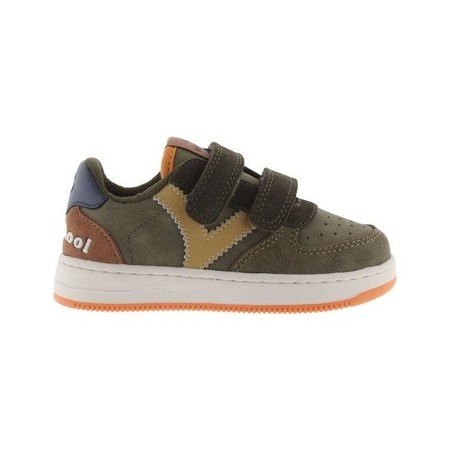 Victoria  Sneaker Baskets à scratch effet cuir et cuir fendu bébé  Tiempo