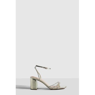 Metallic Sandalen Mit Blockabsatz - Gold - 36, Gold