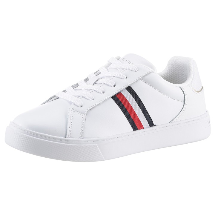 Tommy Hilfiger Sneaker "ESSENTIAL COURT SNEAKER STRIPES", Freizeitschuh, Halbschuh, Schnürschuh mit gepolstertem Schaftrand